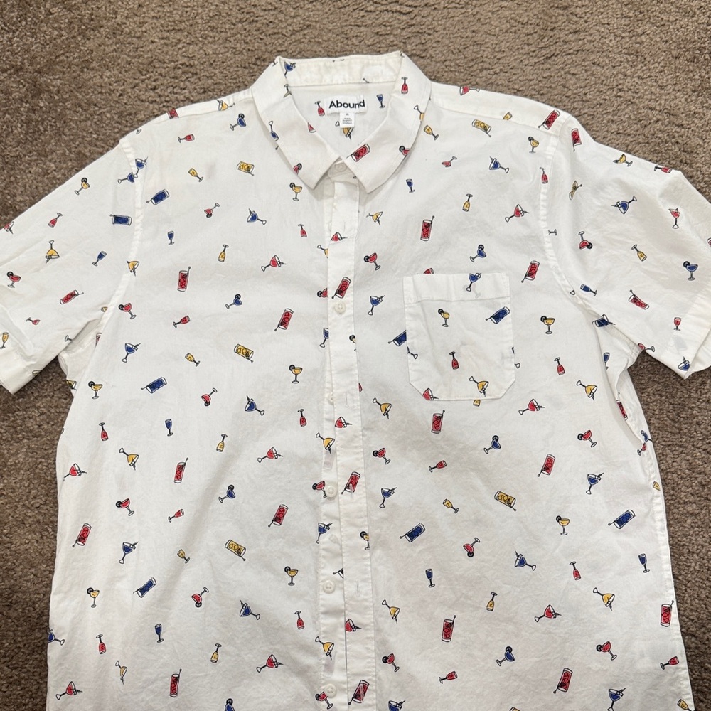 Abound Men's White Shirt with Colorful Icons